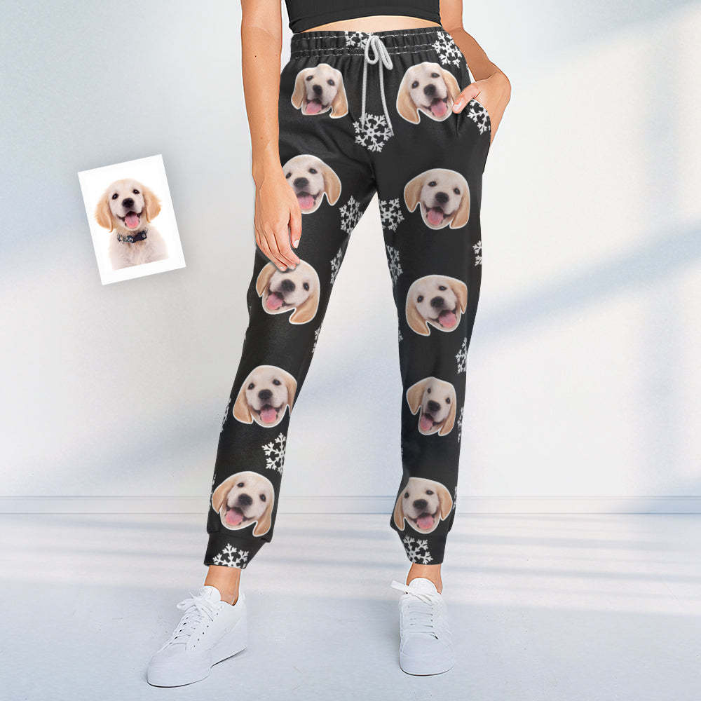 Pantalones De Chándal De Navidad Con Cara De Perro Personalizados Joggers Unisex - MyFaceSocksMX