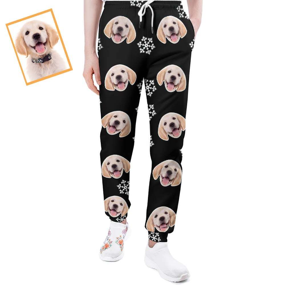 Pantalones De Chándal De Navidad Con Cara De Perro Personalizados Joggers Unisex - MyFaceSocksMX