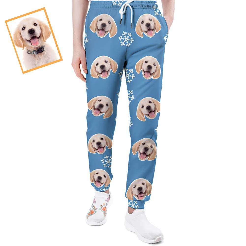 Pantalones De Chándal De Navidad Con Cara De Perro Personalizados Joggers Unisex - MyFaceSocksMX