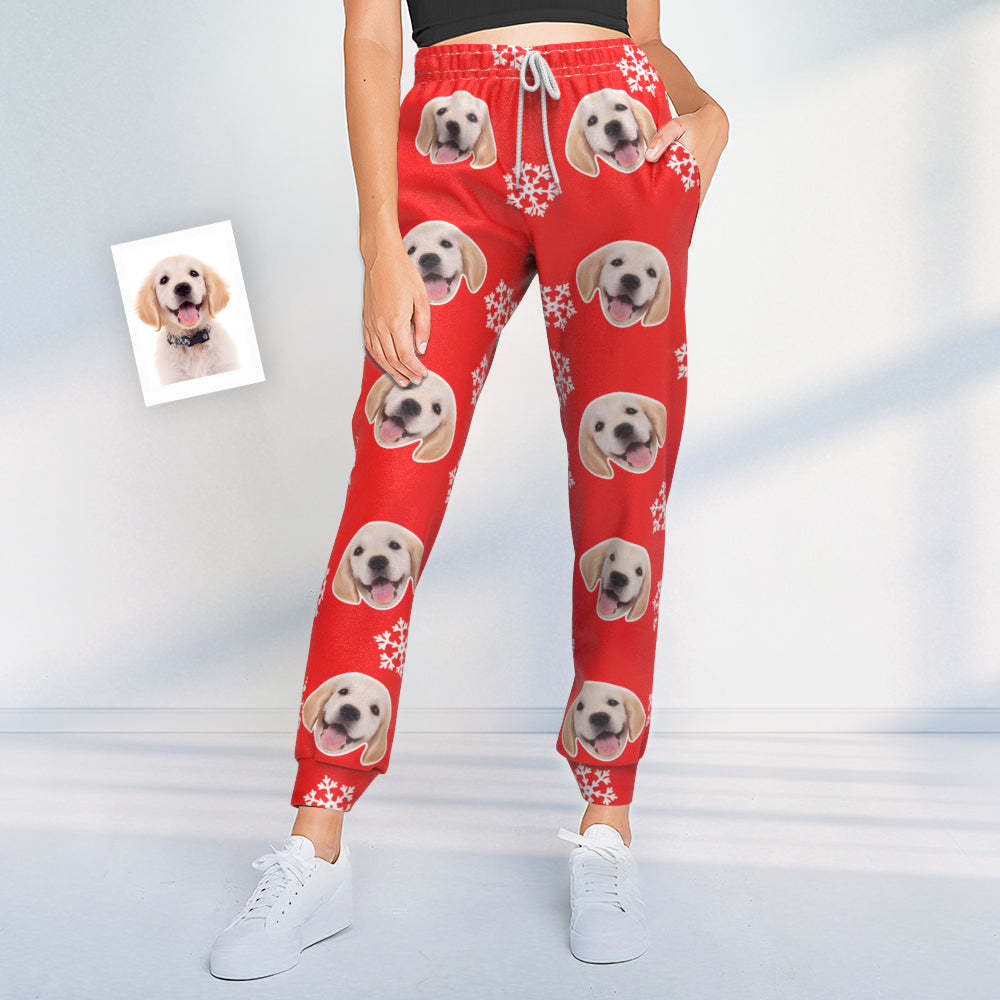 Pantalones De Chándal De Navidad Con Cara De Perro Personalizados Joggers Unisex - MyFaceSocksMX