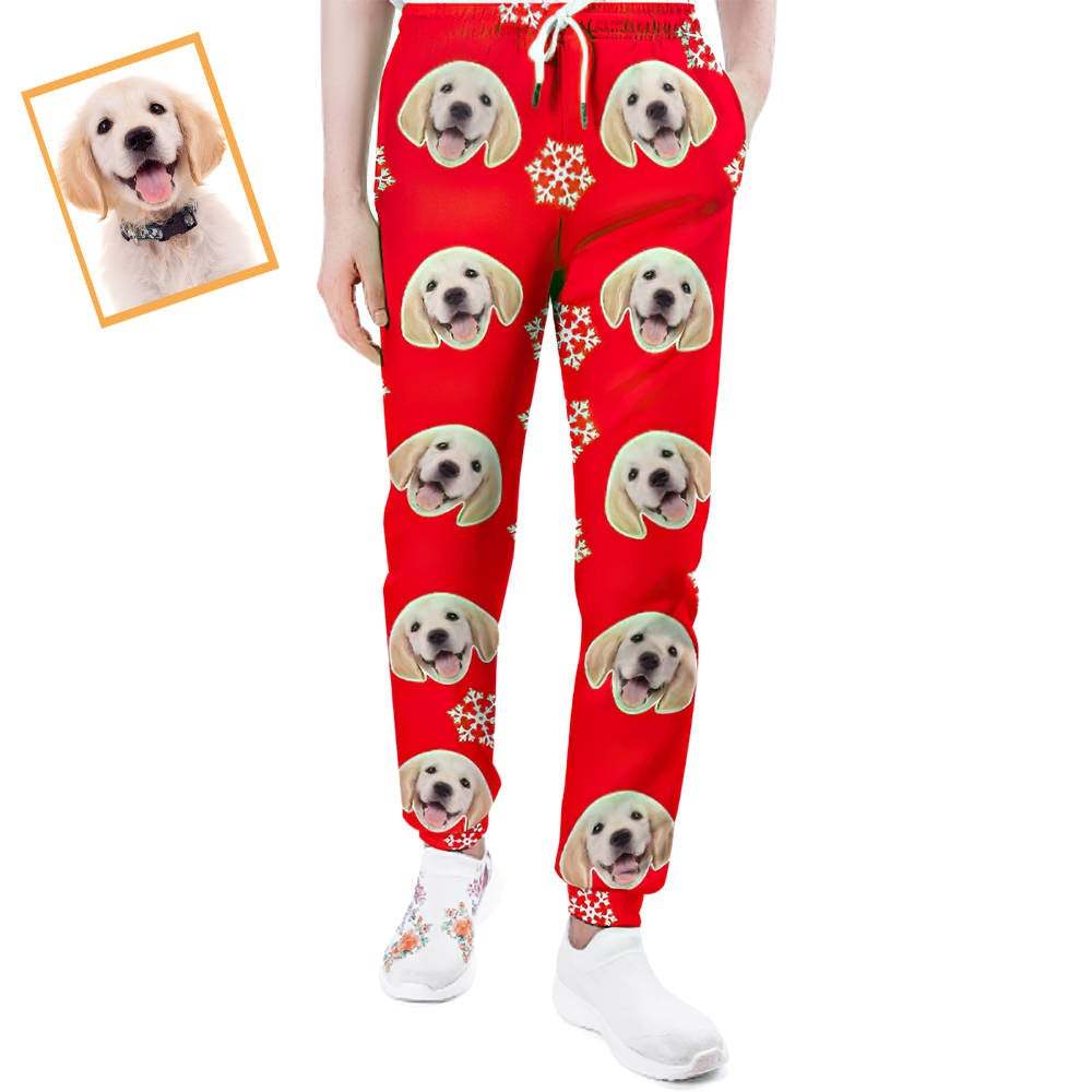 Pantalones De Chándal De Navidad Con Cara De Perro Personalizados Joggers Unisex - MyFaceSocksMX
