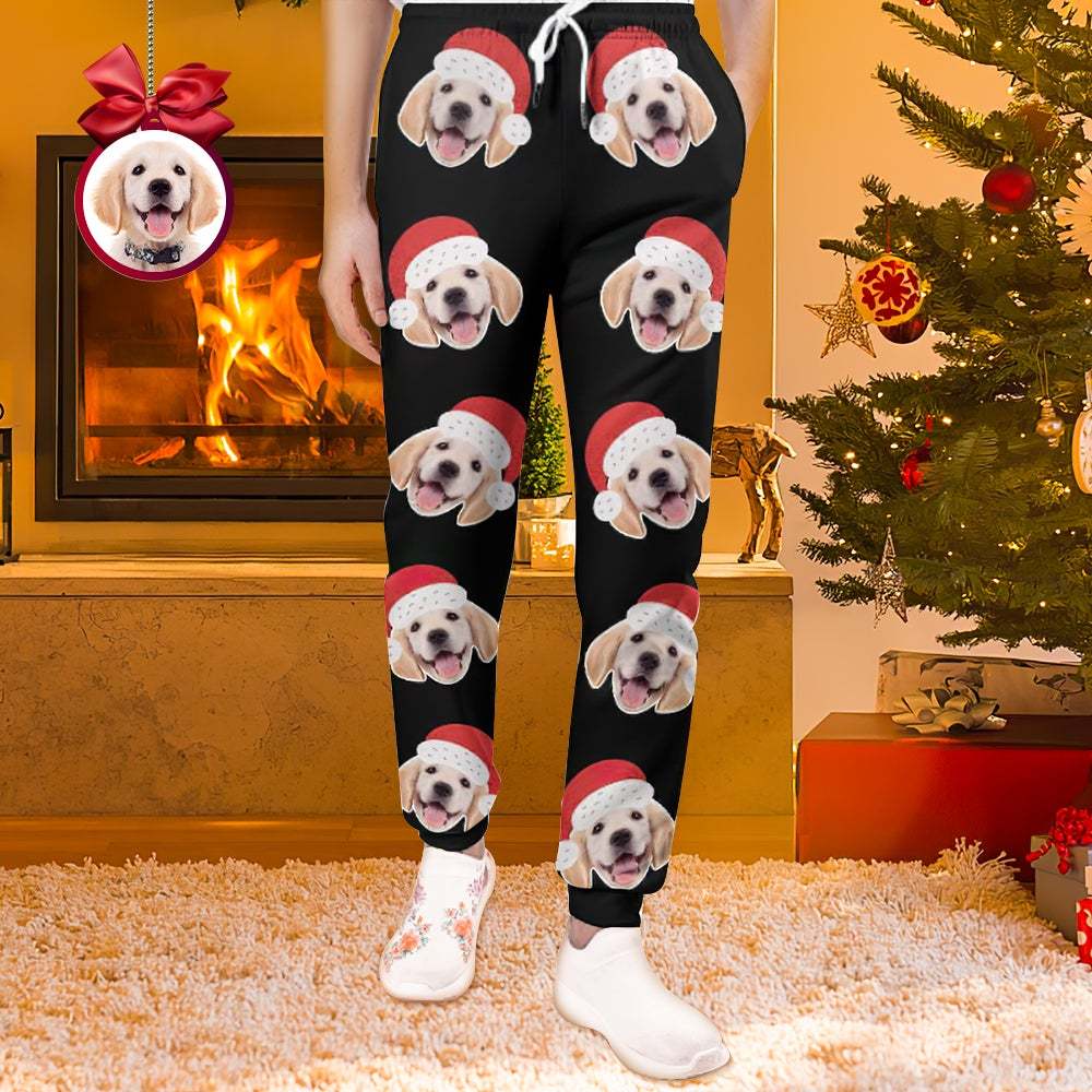 Pantalones De Chándal De Cara Personalizados Joggers Unisex Con Sombrero De Navidad Regalo De Navidad - MyFaceSocksMX