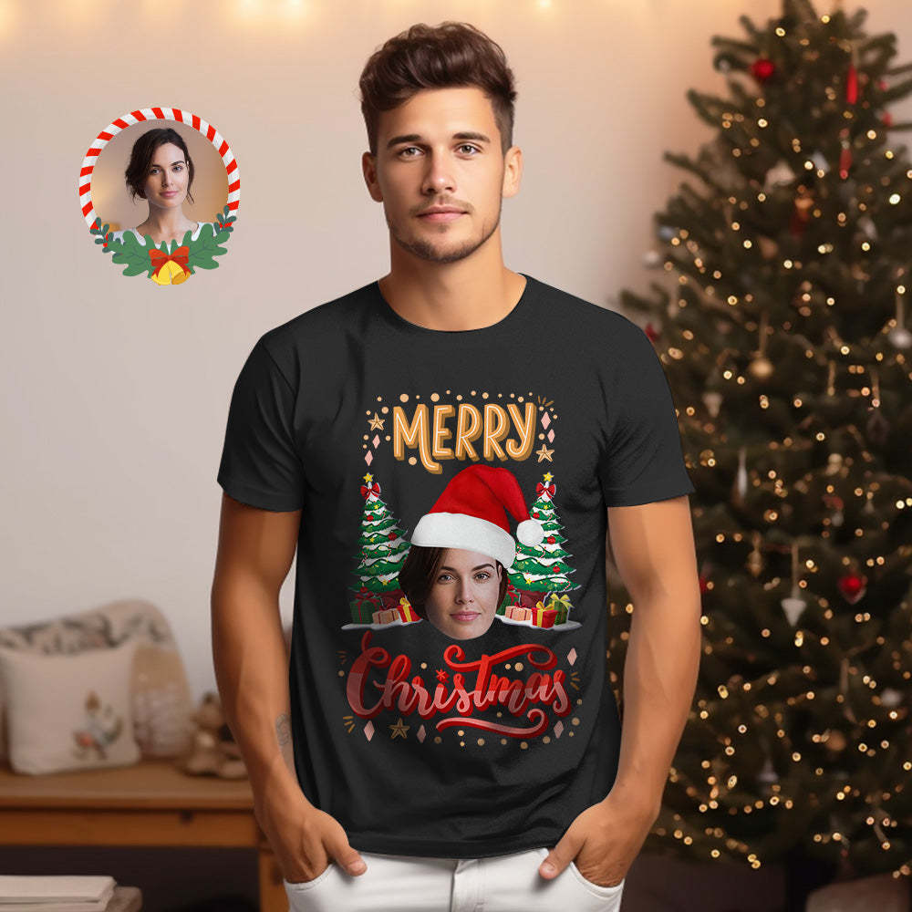 Camiseta Personalizada Con Cara Navideña Camiseta Divertida Con Foto De Feliz Navidad - MyFaceSocksMX