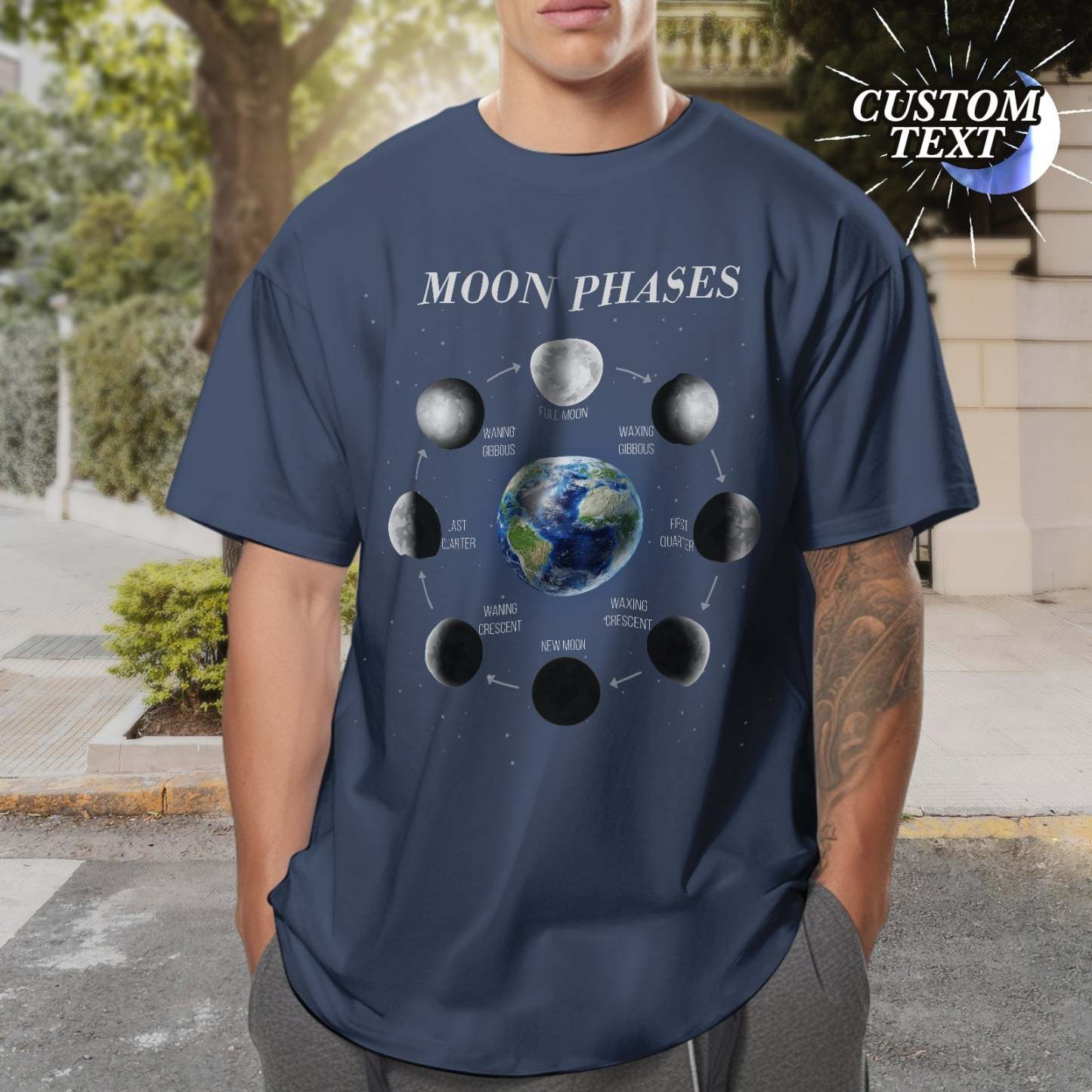 Camiseta Personalizada Con Fase Lunar, Regalo Personalizado - MyFaceSocksMX