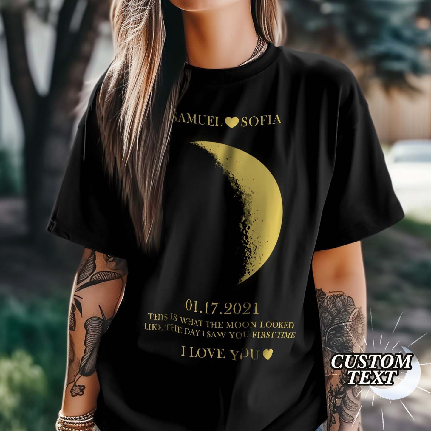 Camiseta Personalizada Con Fases Lunares Y Nombres, Regalo Personalizado - MyFaceSocksMX