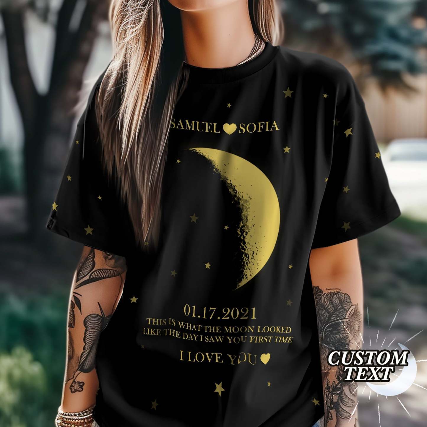 Camiseta Personalizada Con Fases Lunares Y Nombres, Regalo Personalizado - MyFaceSocksMX