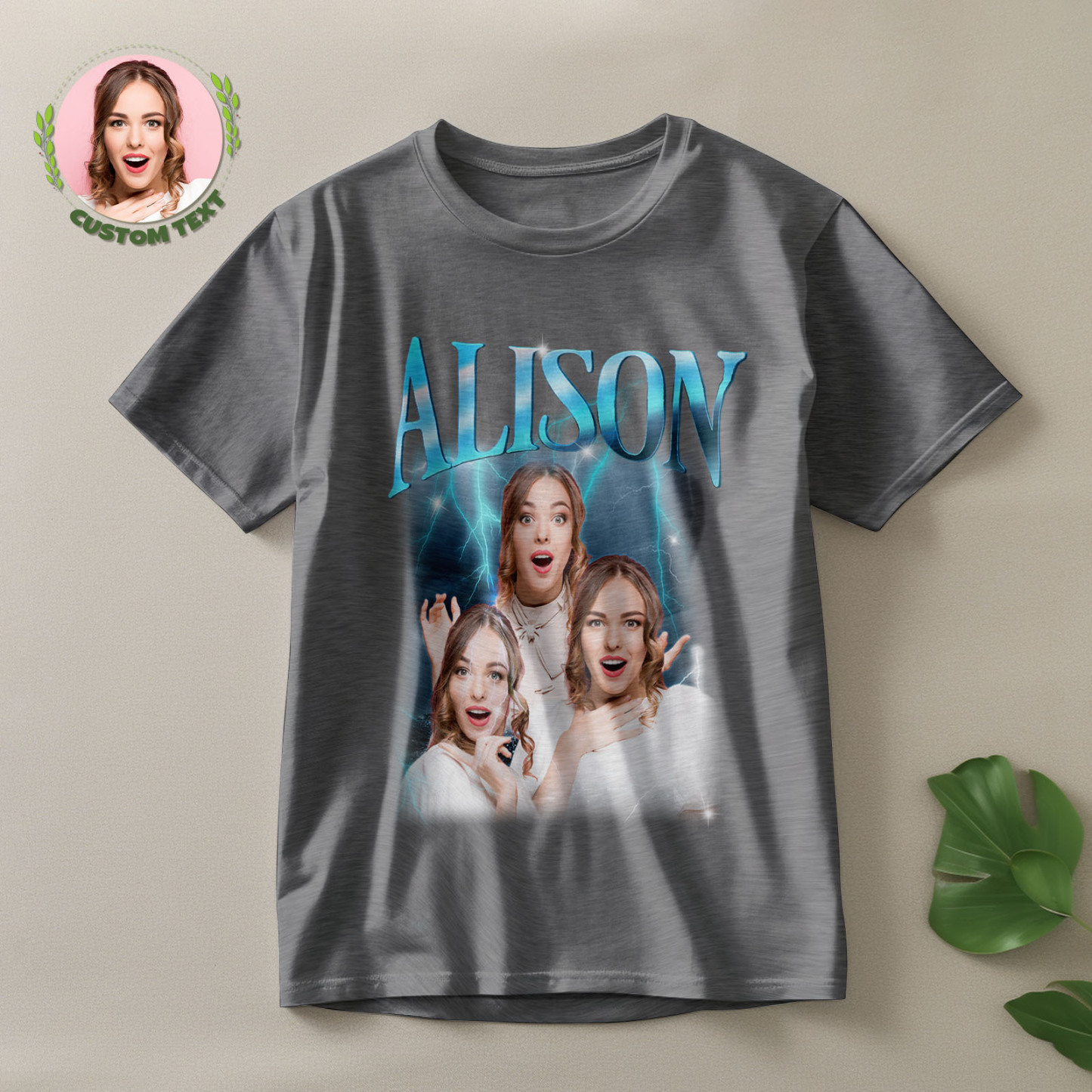 Camiseta Personalizada Con Foto Y Nombre Retro De Lightning, Regalo Especial Para Pareja - MyFaceSocksMX