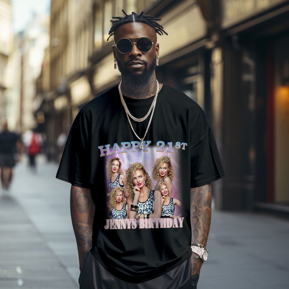 Camiseta Con Foto Personalizada Para El 21.º Cumpleaños, Camiseta Gráfica Vintage, Regalo De Cumpleaños - miscalcetinescaramx