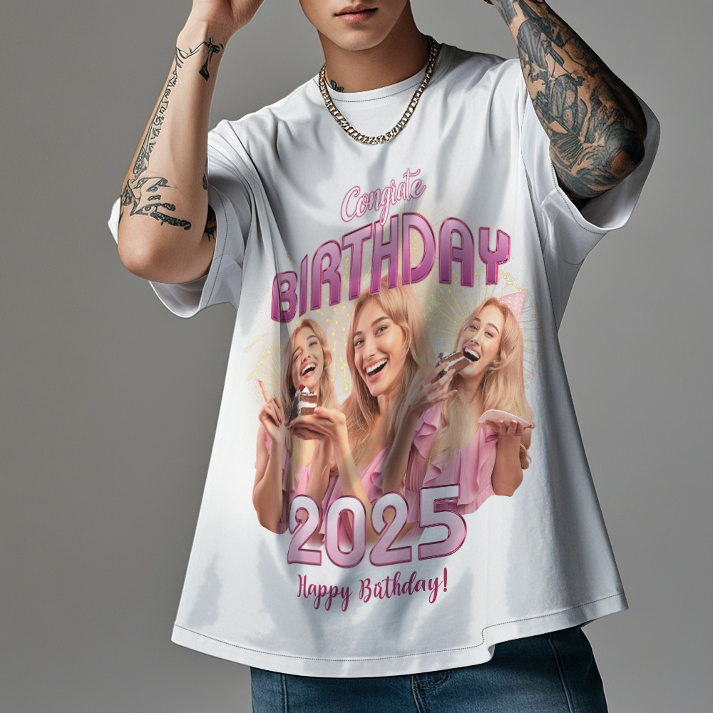 Camiseta De Cumpleaños Retro Vintage Con Foto Personalizada, Regalo De Cumpleaños - miscalcetinescaramx