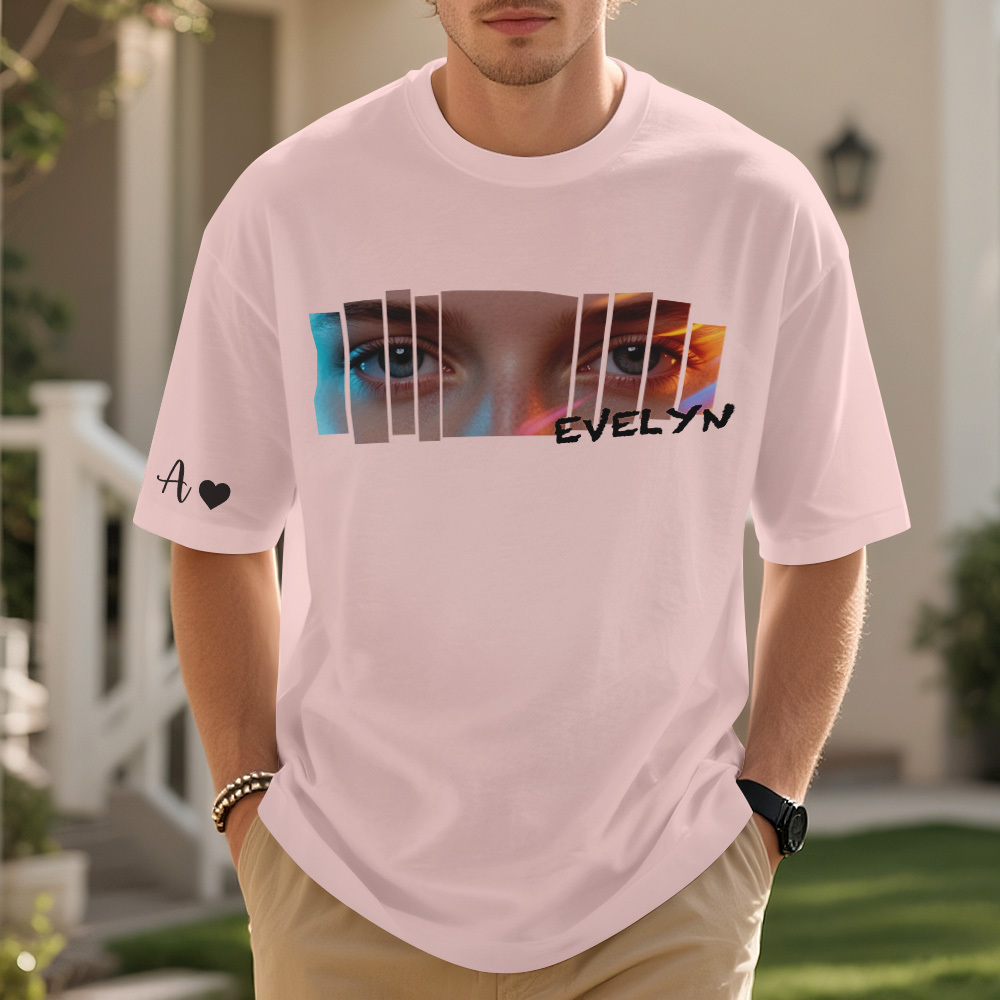 Camiseta Personalizada Con Ojos Para Novia, Camiseta Con Ojos Para Novia, Foto Y Nombre Personalizados - miscalcetinescaramx