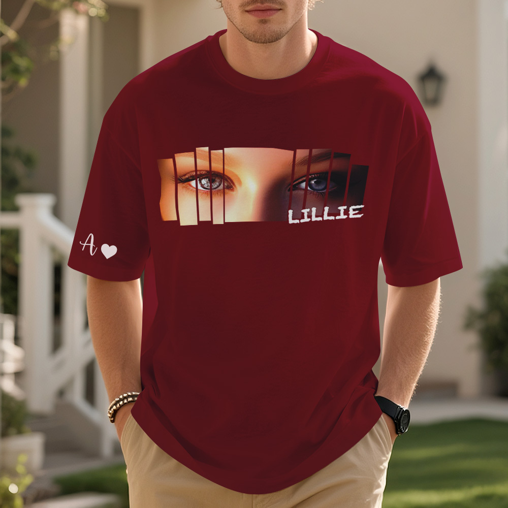 Camiseta Personalizada Con Ojos Para Novia, Camiseta Con Ojos Para Novia, Foto Y Nombre Personalizados - miscalcetinescaramx