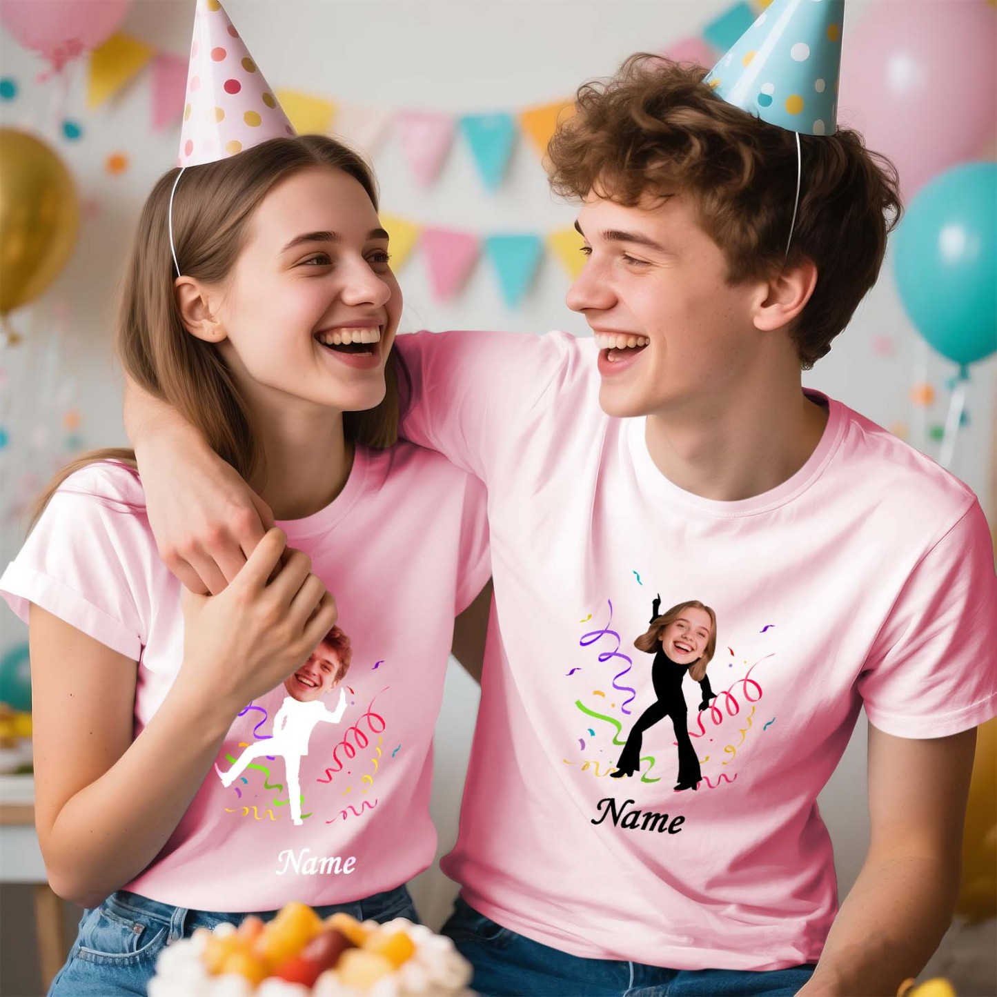 Camiseta De Cumpleaños Rosa Con Figuras De Palitos Personalizadas, Camiseta Con Foto, Camiseta De Grupo Para Fiesta De Cumpleaños, Camiseta Divertida, Regalo - miscalcetinescaramx