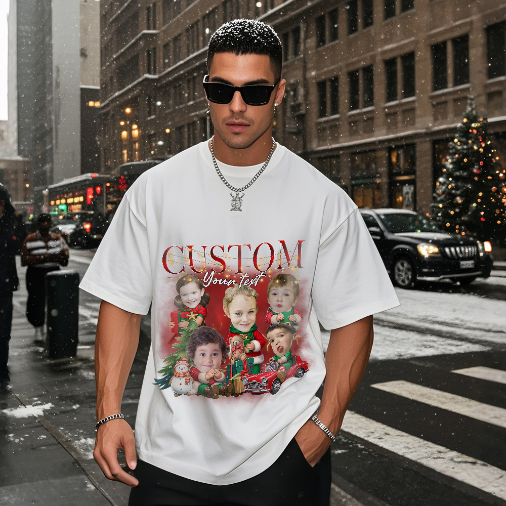 Camiseta Personalizada Con Foto De Papá Noel, Estilo Retro Navideño, Linda Camiseta Navideña Infantil, Regalo Navideño Divertido Y Personalizado Para Parejas Y Amigos. - miscalcetinescaramx