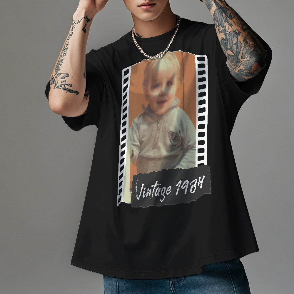 Camiseta Vintage Con Foto Personalizada, Estilo Película De Cumpleaños, Idea De Regalo Vintage - miscalcetinescaramx