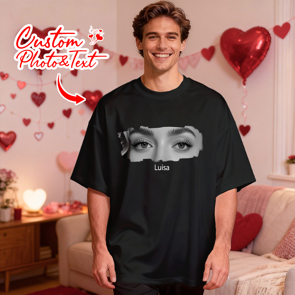 Camiseta Personalizada Con Ojos Para Novia, Camiseta Con Ojos Personalizados, Foto Y Nombre, Idea De Regalo Para San Valentín