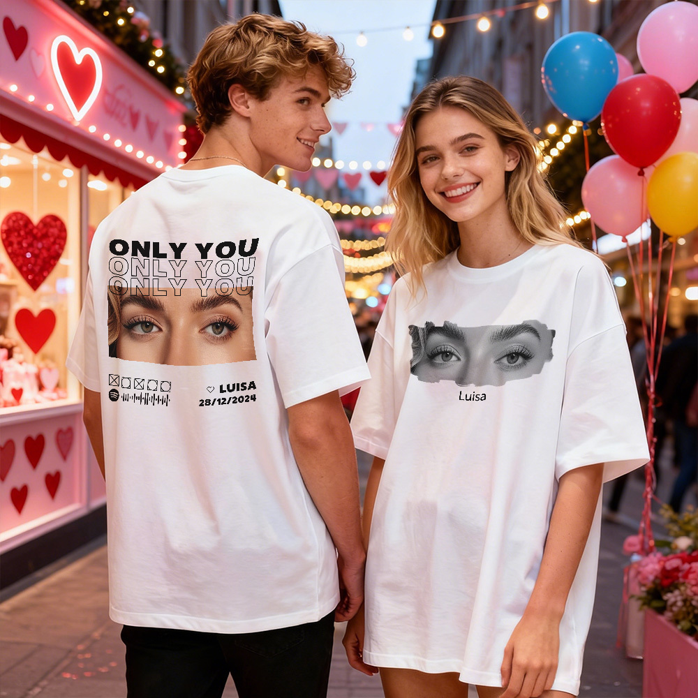 Camiseta Personalizada Con Ojos Para Novia, Camiseta Con Ojos Personalizados, Foto Y Nombre, Idea De Regalo Para San Valentín - miscalcetinescaramx