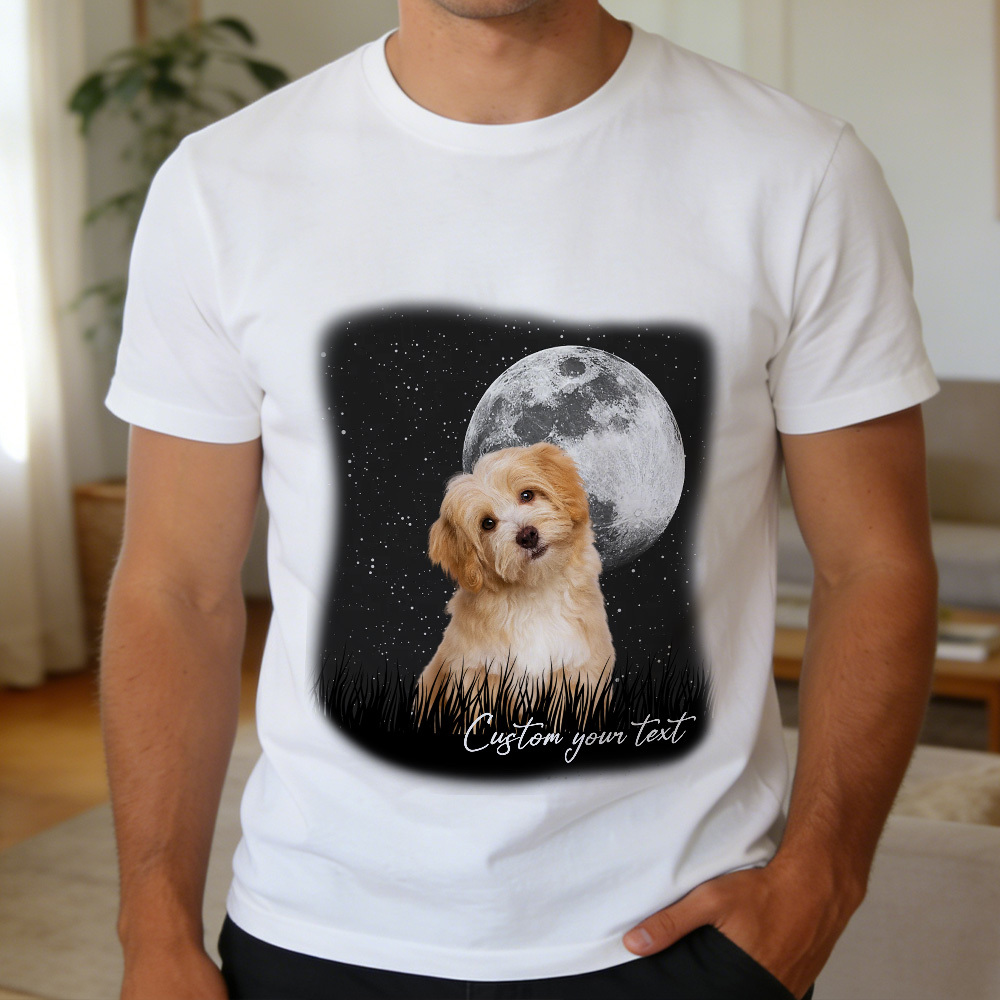 Camiseta Con Foto Personalizada, Camiseta Personalizada Con Luna Llena Para Mascotas, Camiseta Con Retrato De Mascota Personalizado, Regalo Para Amantes De Las Mascotas - miscalcetinescaramx