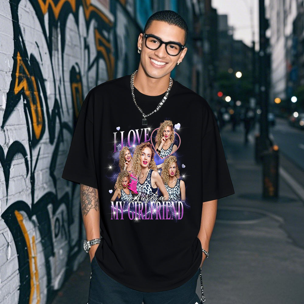 Camiseta Personalizada Con Foto De Pareja. Camiseta Con Foto Personalizada. Idea De Regalo Vintage Para Pareja. Aniversario. Regalo De San Valentín. - miscalcetinescaramx