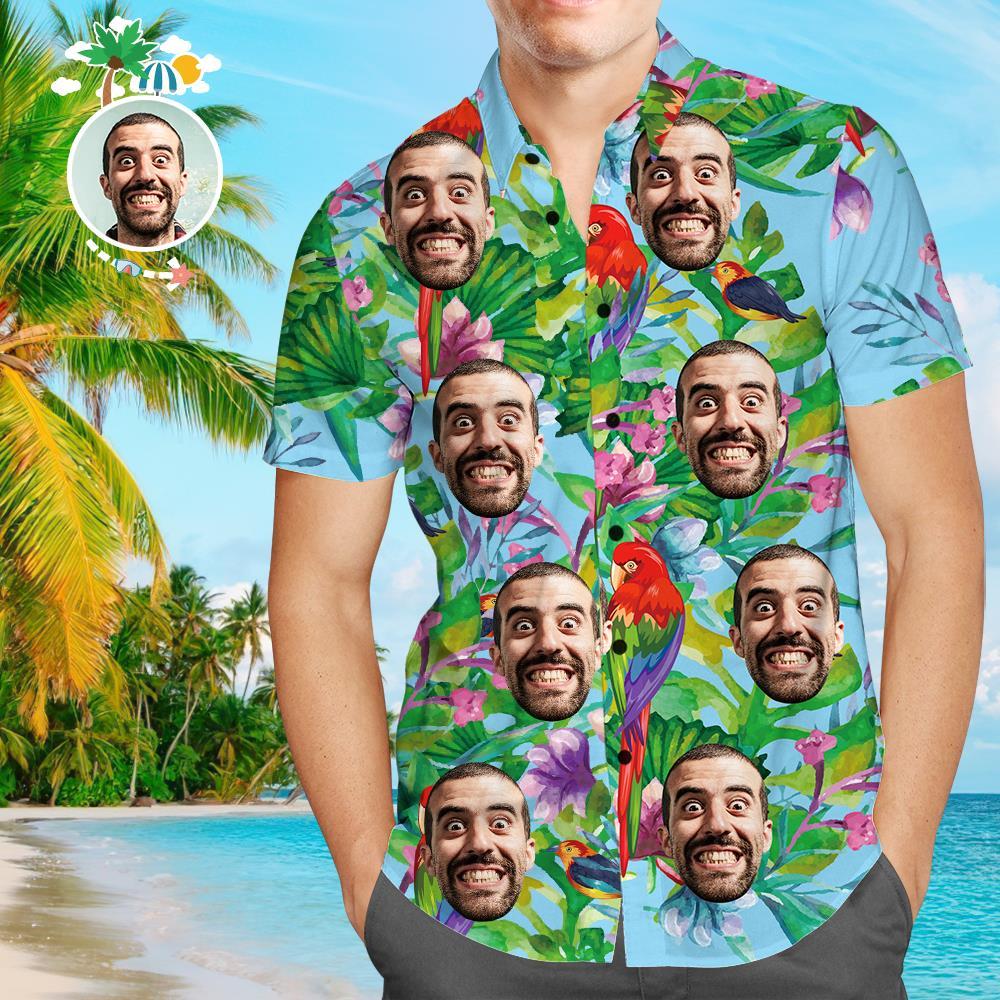 Camisas Tropicales Personalizadas Con Cara Camisa Hawaiana Personalizada Con Cara Loro - MyFaceSocksMX