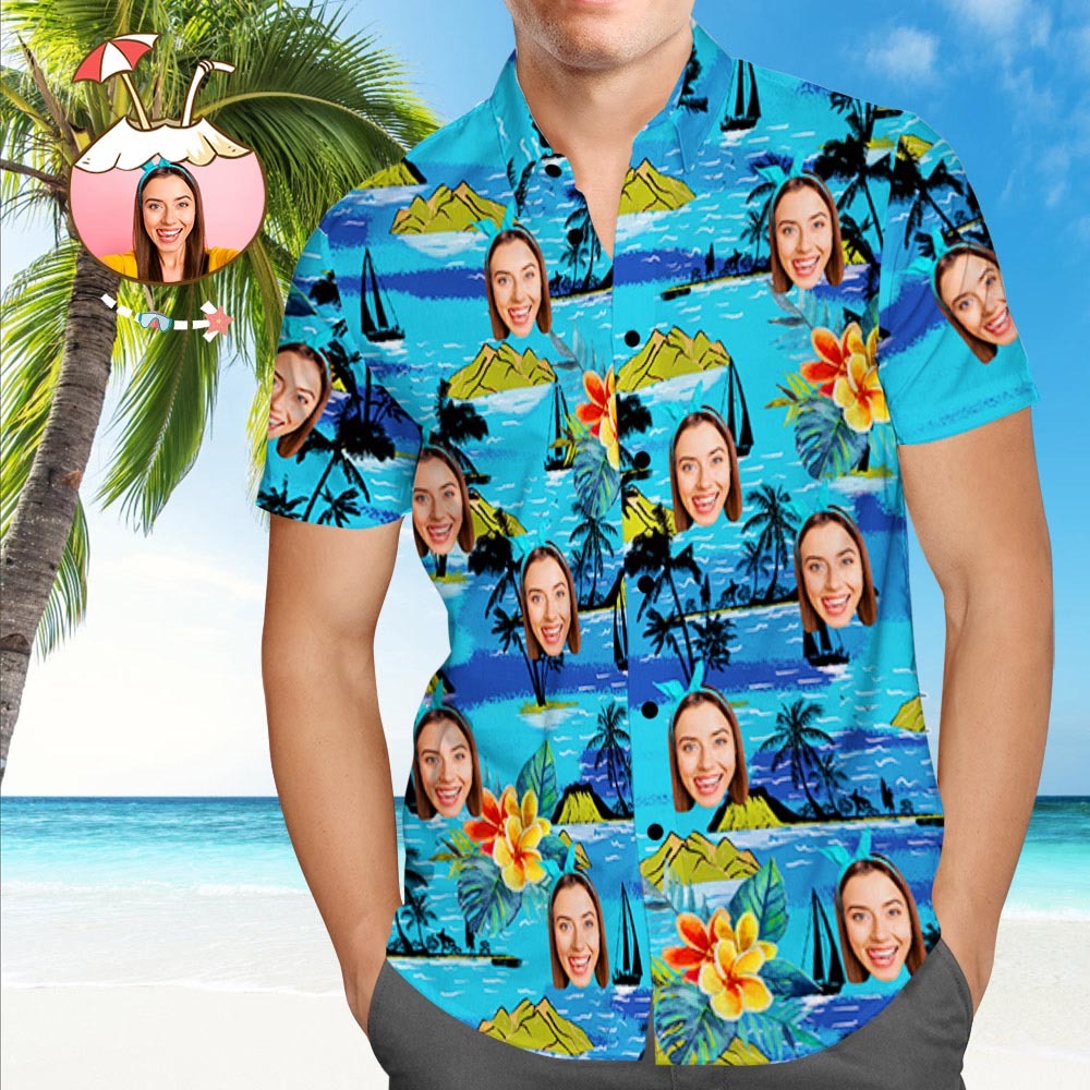 Camisa Hawaiana Con Cara De Perro Personalizada Camisas Tropicales Personalizadas Camisa Hawaiana Con Estampado Completo Para Hombre - MyFaceSocksMX