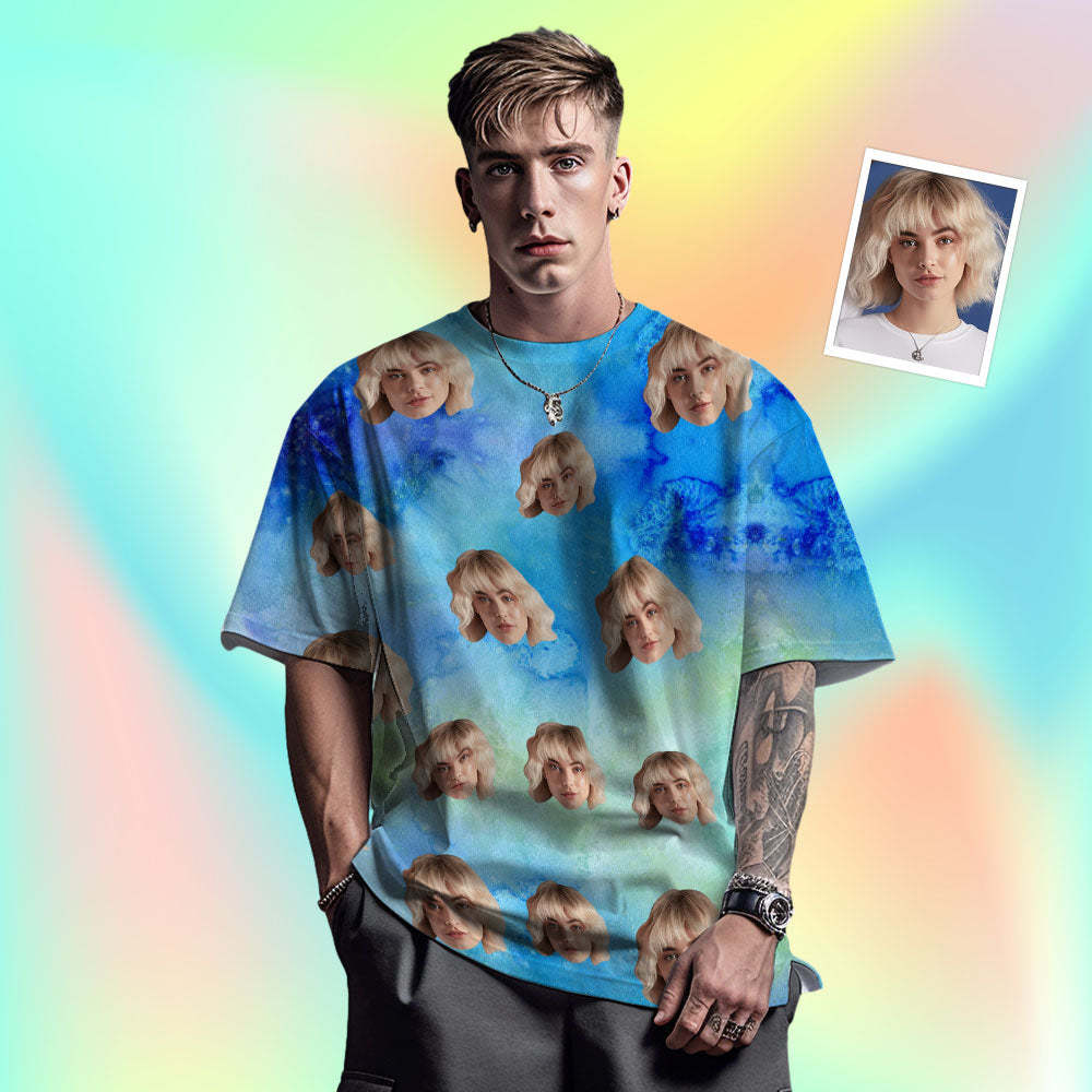 Camiseta De Hombre Con Cara Personalizada Foto Personalizada Camiseta De Tinta De Color Divertido Regalo Para Hombres - MyFaceSocksMX