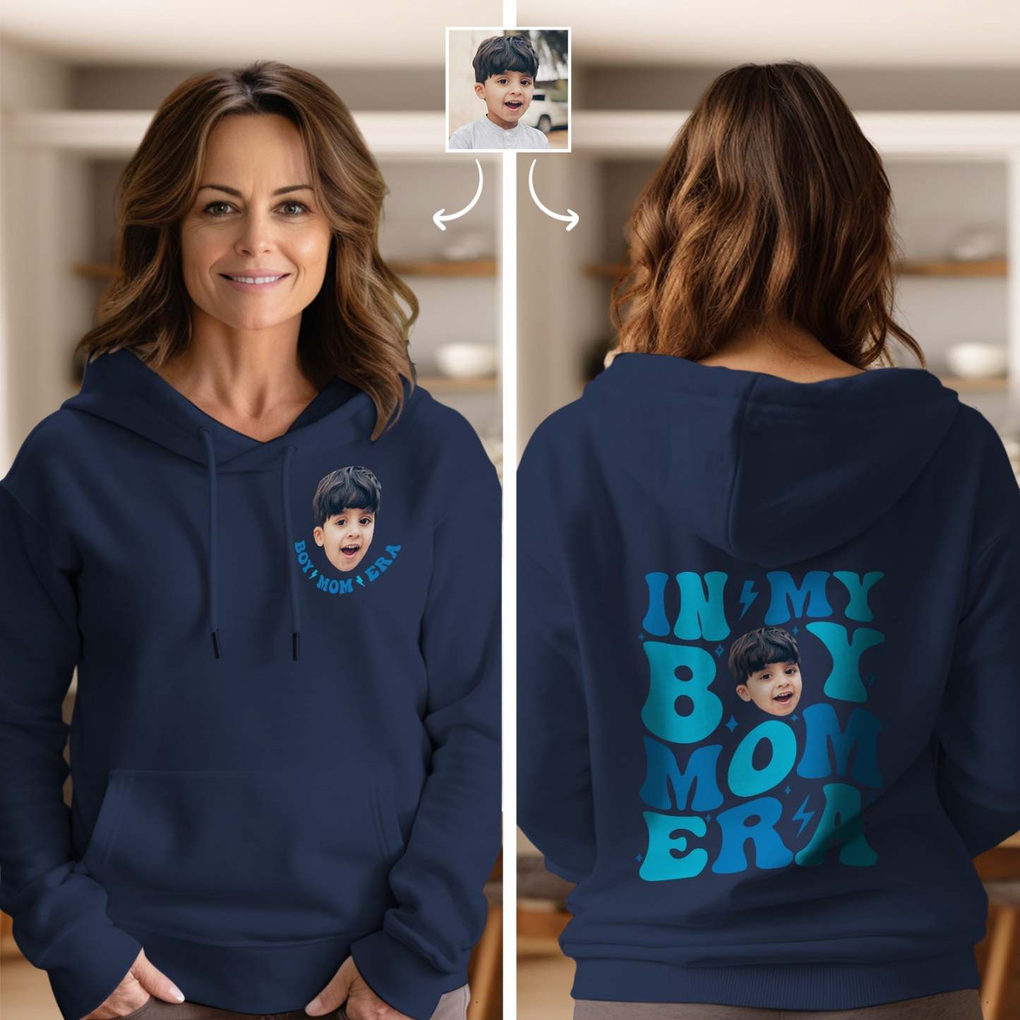 Cara Personalizada En Mi Niño Mamá Niña Mamá Era Sudadera Con Capucha Personalizada Foto Sudadera Con Capucha Regalo Del Día De La Madre - miscalcetinescaramx