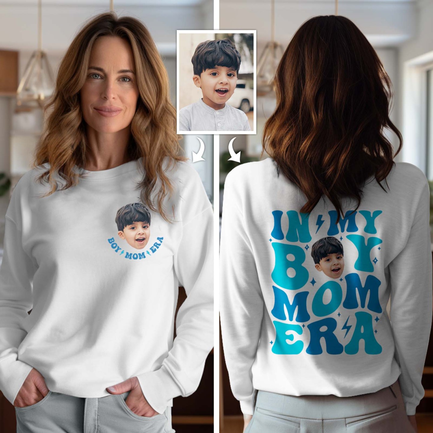 Cara Personalizada En Mi Niño Mamá Niña Mamá Era Sudadera Personalizada Foto Sudadera Con Capucha Regalo Del Día De La Madre - miscalcetinescaramx