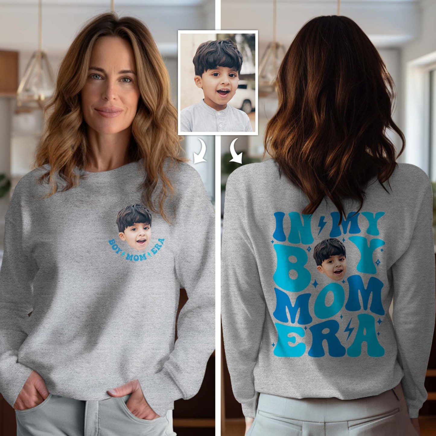 Cara Personalizada En Mi Niño Mamá Niña Mamá Era Sudadera Personalizada Foto Sudadera Con Capucha Regalo Del Día De La Madre - miscalcetinescaramx