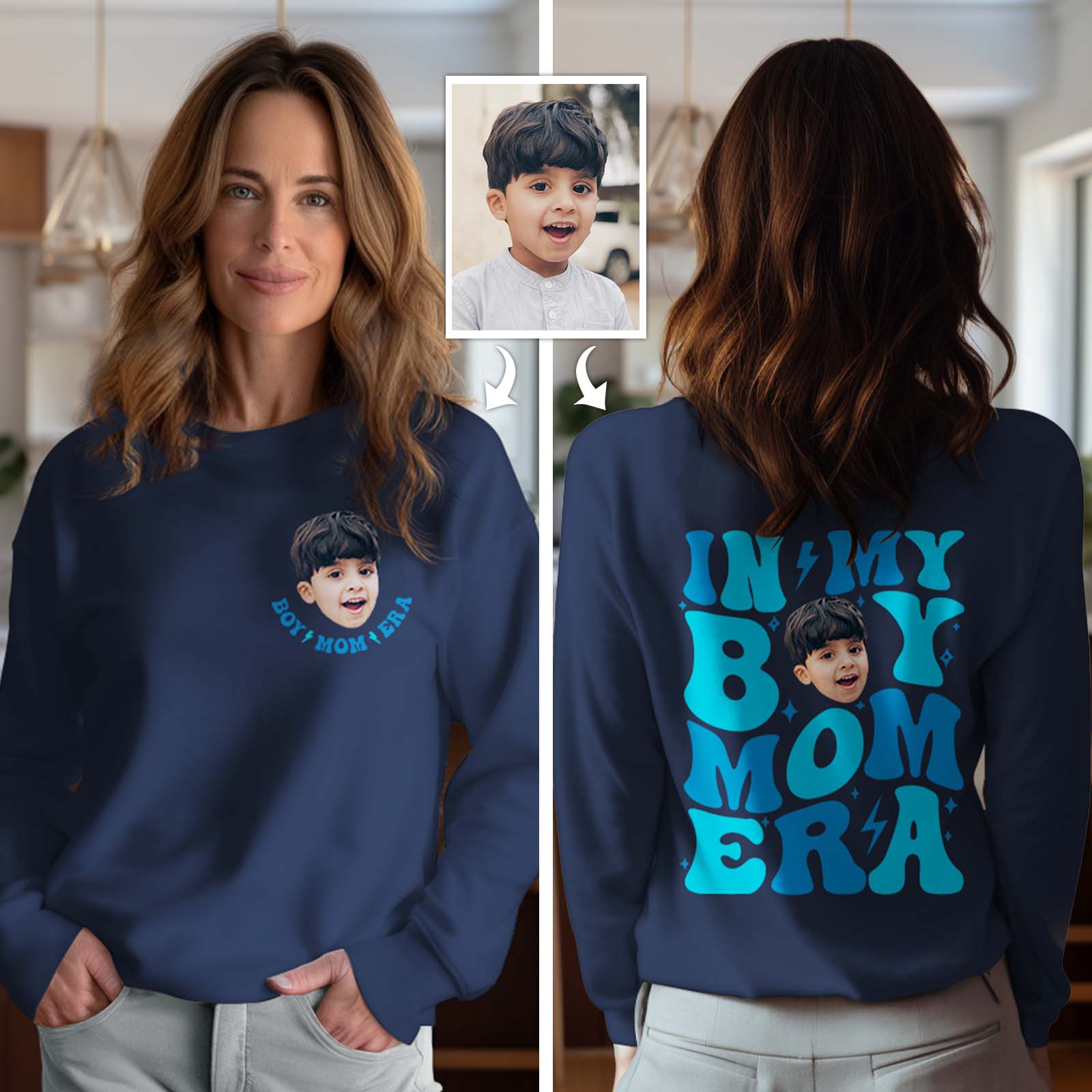 Cara Personalizada En Mi Niño Mamá Niña Mamá Era Sudadera Personalizada Foto Sudadera Con Capucha Regalo Del Día De La Madre