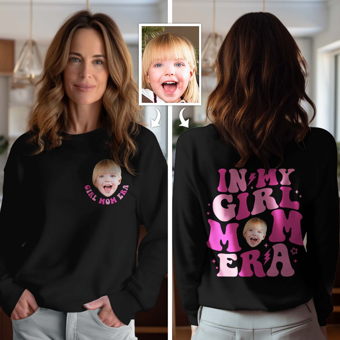 Cara Personalizada En Mi Niño Mamá Niña Mamá Era Sudadera Personalizada Foto Sudadera Con Capucha Regalo Del Día De La Madre - miscalcetinescaramx