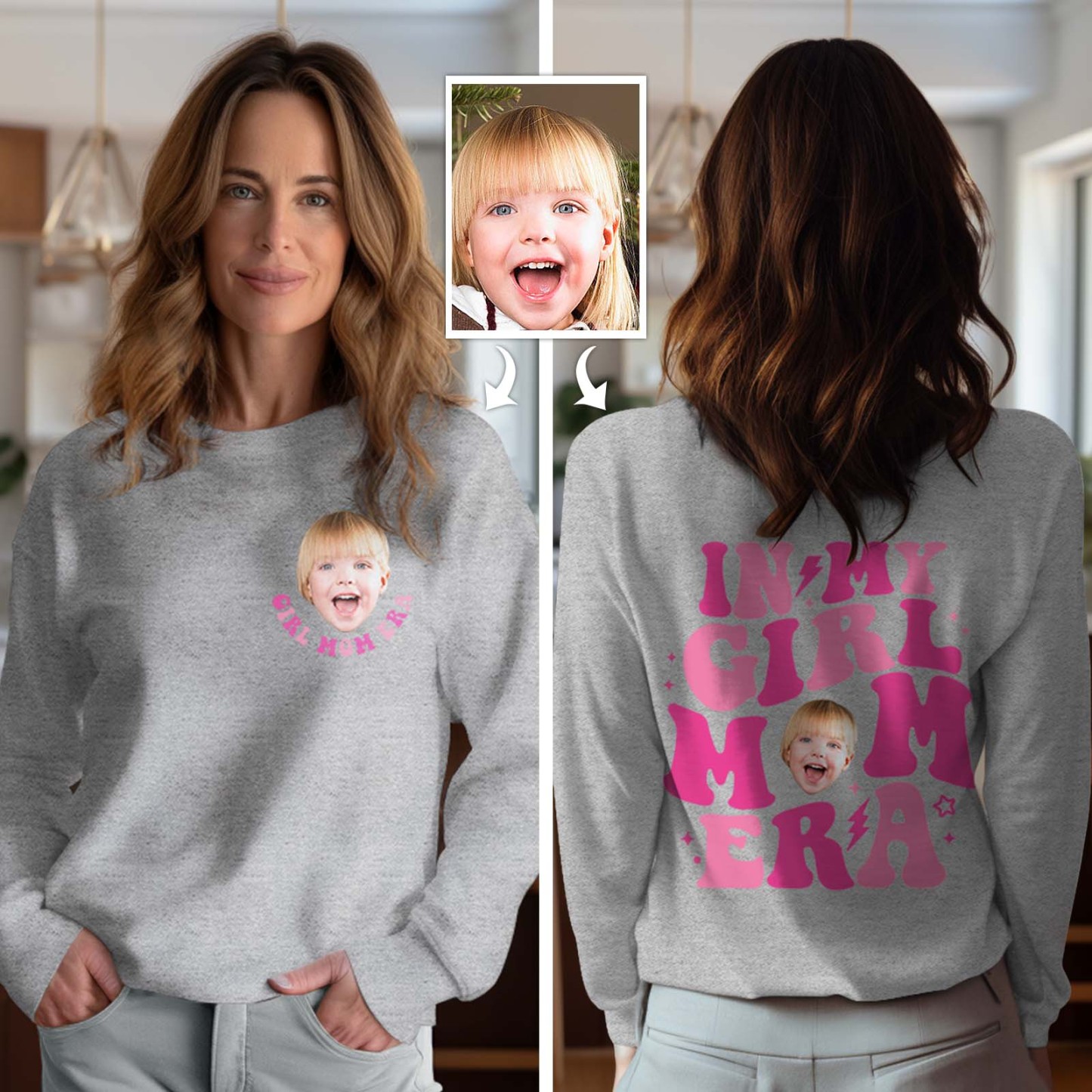 Cara Personalizada En Mi Niño Mamá Niña Mamá Era Sudadera Personalizada Foto Sudadera Con Capucha Regalo Del Día De La Madre - miscalcetinescaramx