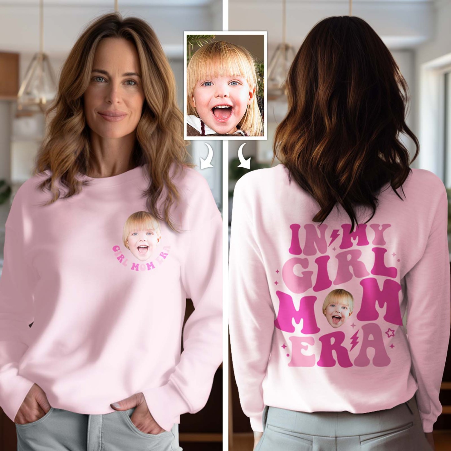Cara Personalizada En Mi Niño Mamá Niña Mamá Era Sudadera Personalizada Foto Sudadera Con Capucha Regalo Del Día De La Madre - miscalcetinescaramx