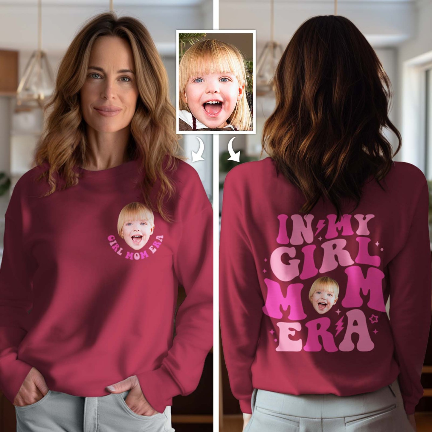 Cara Personalizada En Mi Niño Mamá Niña Mamá Era Sudadera Personalizada Foto Sudadera Con Capucha Regalo Del Día De La Madre - miscalcetinescaramx