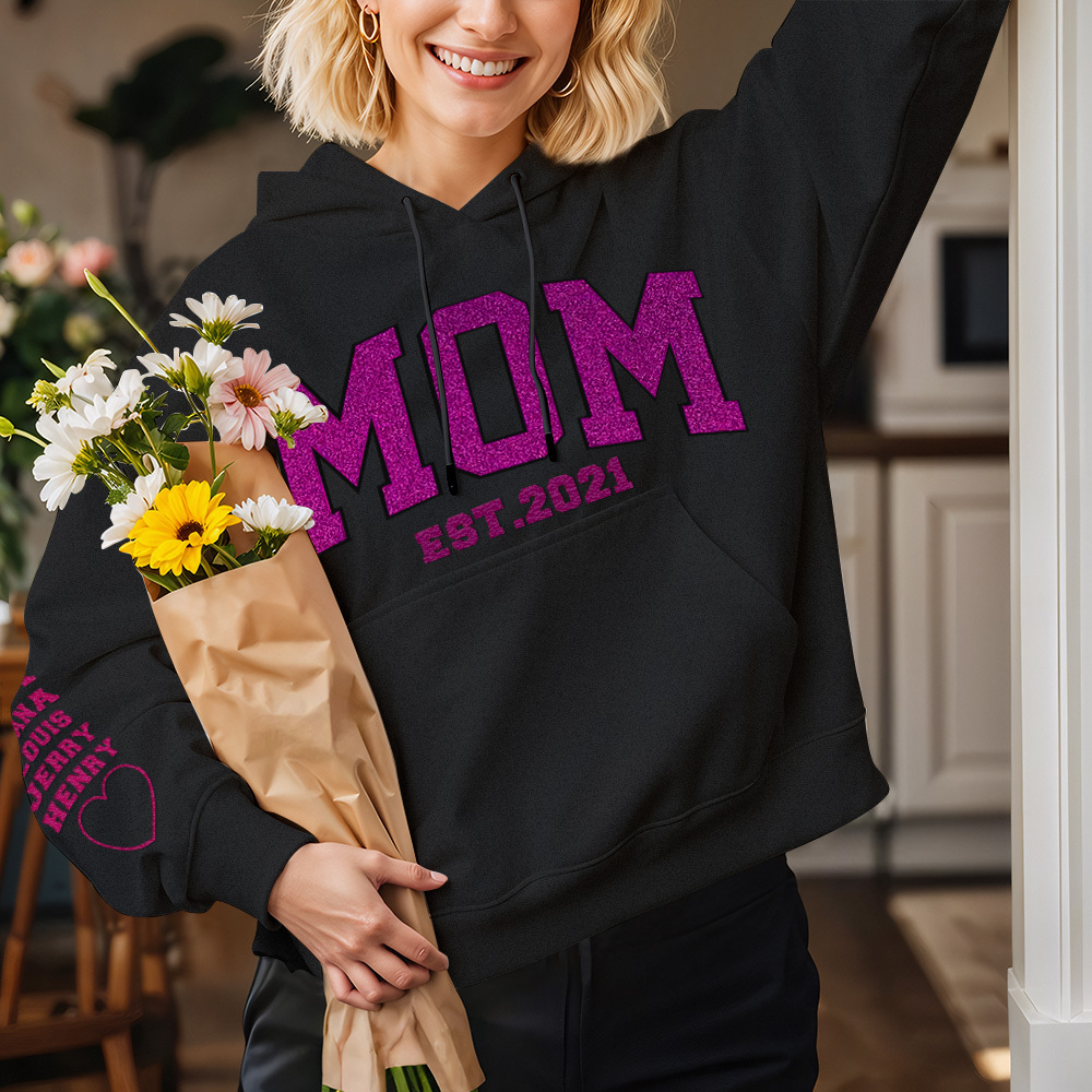 Sudadera Personalizada Con Vinilo Brillante Bordado 'mama' - Regalo Para Mamá Y Abuela - Regalos Para El Día De La Madre - miscalcetinescaramx