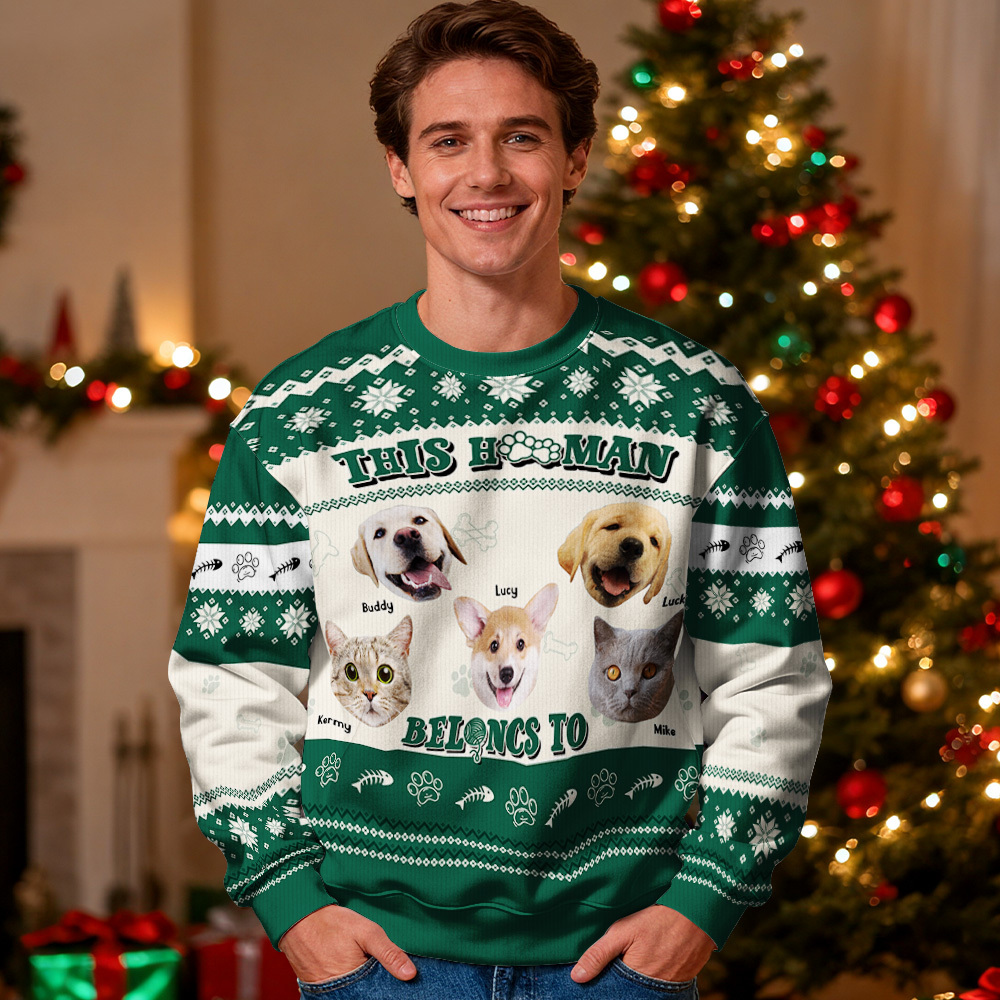 Sudadera Con Capucha Y Cuello Redondo Personalizada Con Foto Personalizada, Regalo De Navidad Para La Familia, Suéter Con Cara De Mascota, Luces Led Navideñas, Sudadera Unisex. - miscalcetinescaramx