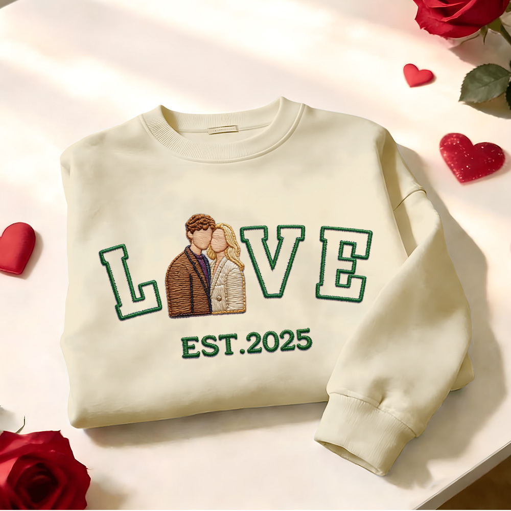 Sudadera Con Capucha Personalizada Con Foto Bordada De Pareja Love Est Year - miscalcetinescaramx