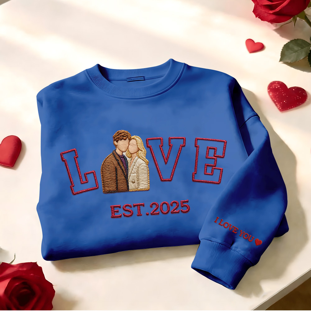Sudadera Con Capucha Personalizada Con Foto Bordada De Pareja Love Est Year - miscalcetinescaramx