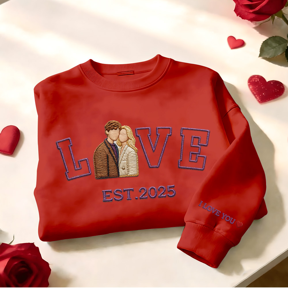 Sudadera Con Capucha Personalizada Con Foto Bordada De Pareja Love Est Year - miscalcetinescaramx