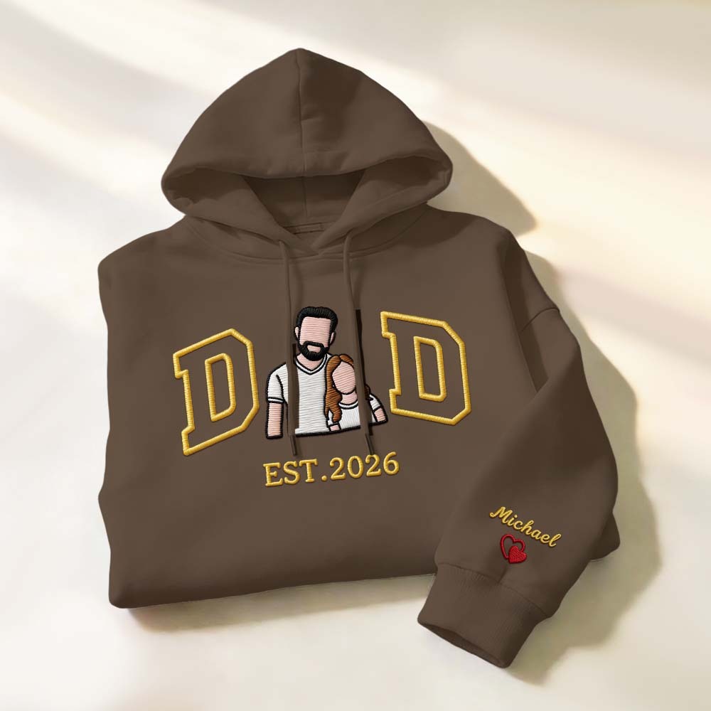 Sudadera Personalizada Con Retrato Bordado Para Papá, Regalo Del Día Del Padre, Regalo Personalizado Con Foto Familiar Y Retrato Bordado. - miscalcetinescaramx