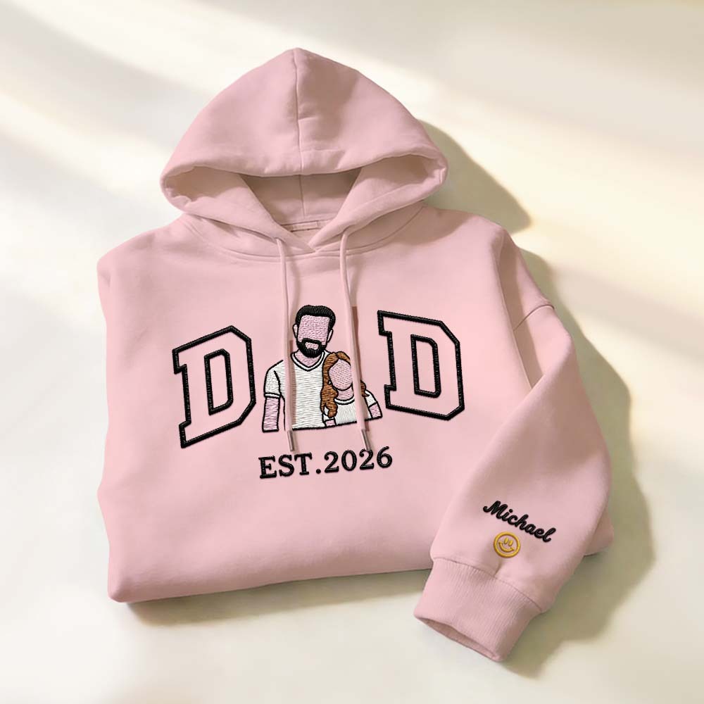 Sudadera Personalizada Con Retrato Bordado Para Papá, Regalo Del Día Del Padre, Regalo Personalizado Con Foto Familiar Y Retrato Bordado. - miscalcetinescaramx