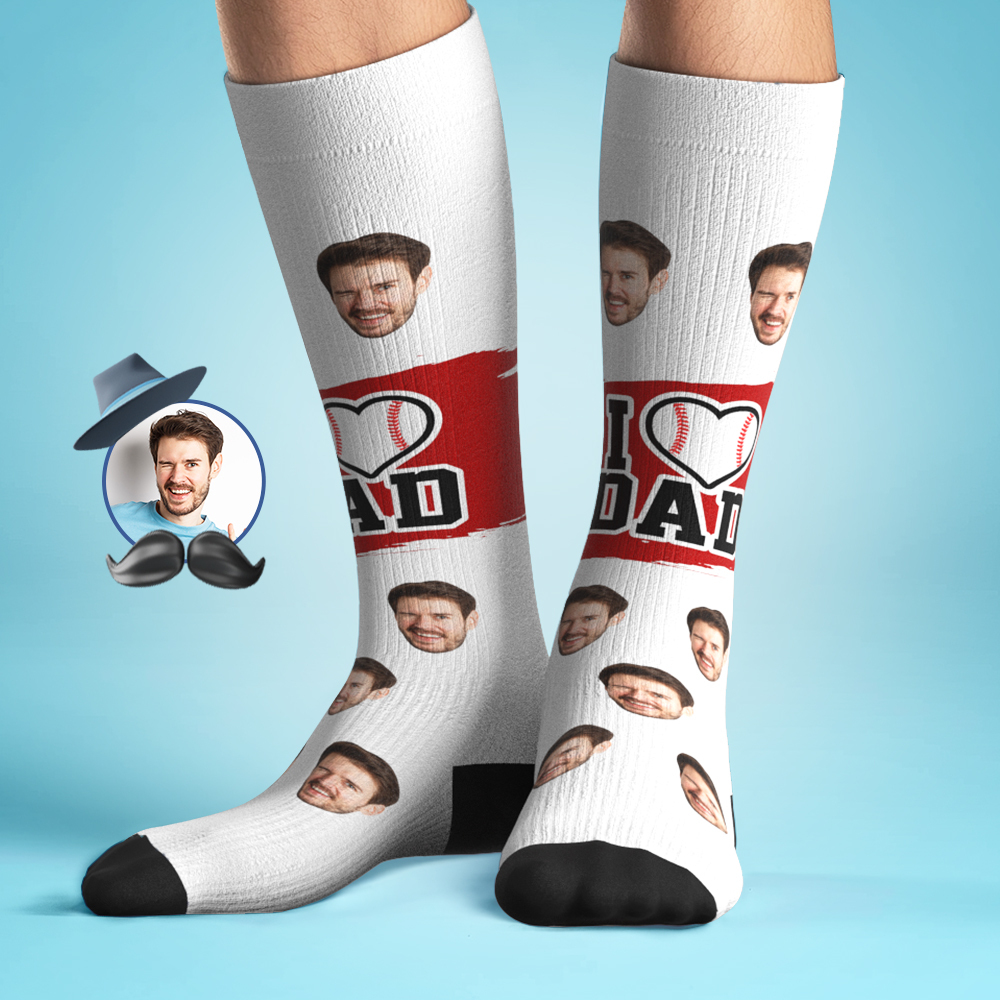 Calcetines Hasta La Rodilla Personalizados Con I Heart Dad, Compresión Personalizada, Torneo Del Día Del Padre, Equipo Deportivo, Béisbol, Softbol, fútbol - miscalcetinescaramx