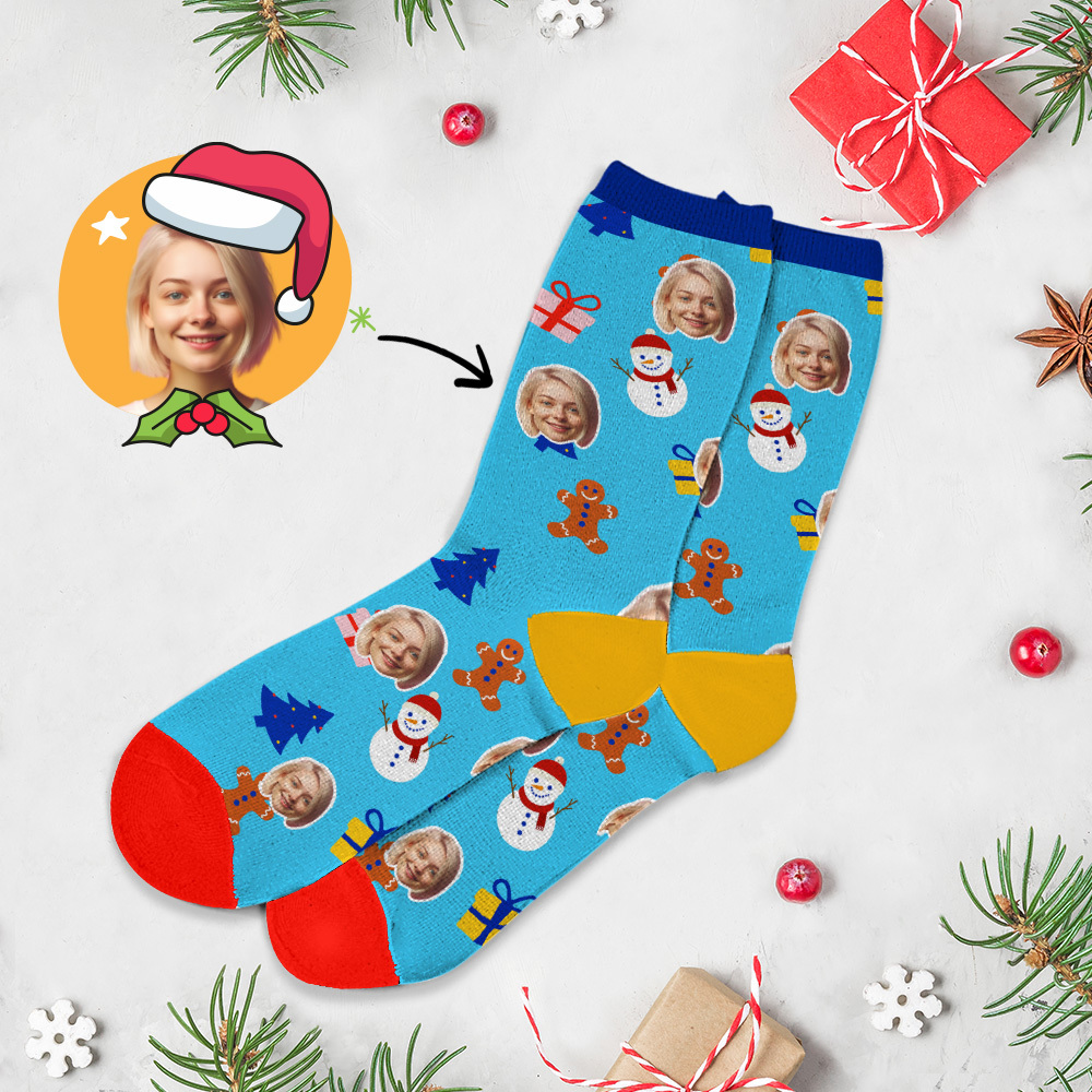 Calcetines Navideños, Calcetines Personalizados Con Foto Impresa De Cara Completa, Diseños Personalizados, La Mejor Idea De Regalo Para Navidad - miscalcetinescaramx