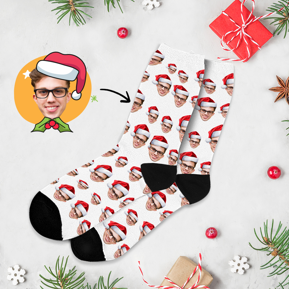 Calcetines Navideños, Calcetines Personalizados Con Foto Impresa De Cara Completa, Diseños Personalizados, La Mejor Idea De Regalo Para Navidad - miscalcetinescaramx