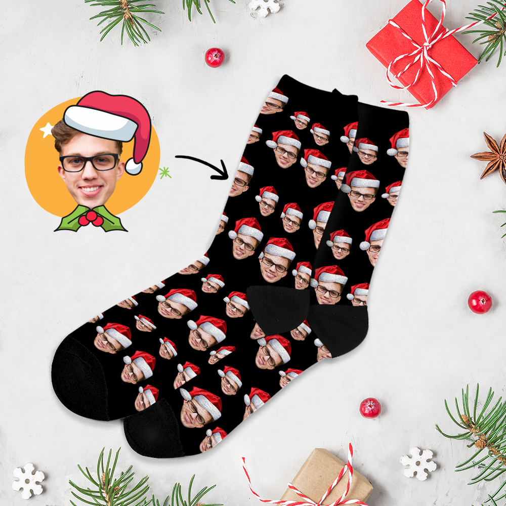 Calcetines Navideños, Calcetines Personalizados Con Foto Impresa De Cara Completa, Diseños Personalizados, La Mejor Idea De Regalo Para Navidad - miscalcetinescaramx