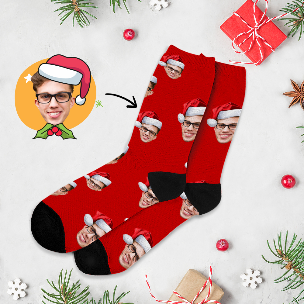 Calcetines Navideños, Calcetines Personalizados Con Foto Impresa De Cara Completa, Diseños Personalizados, La Mejor Idea De Regalo Para Navidad - miscalcetinescaramx