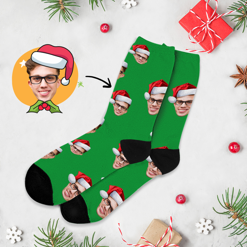 Calcetines Navideños, Calcetines Personalizados Con Foto Impresa De Cara Completa, Diseños Personalizados, La Mejor Idea De Regalo Para Navidad - miscalcetinescaramx