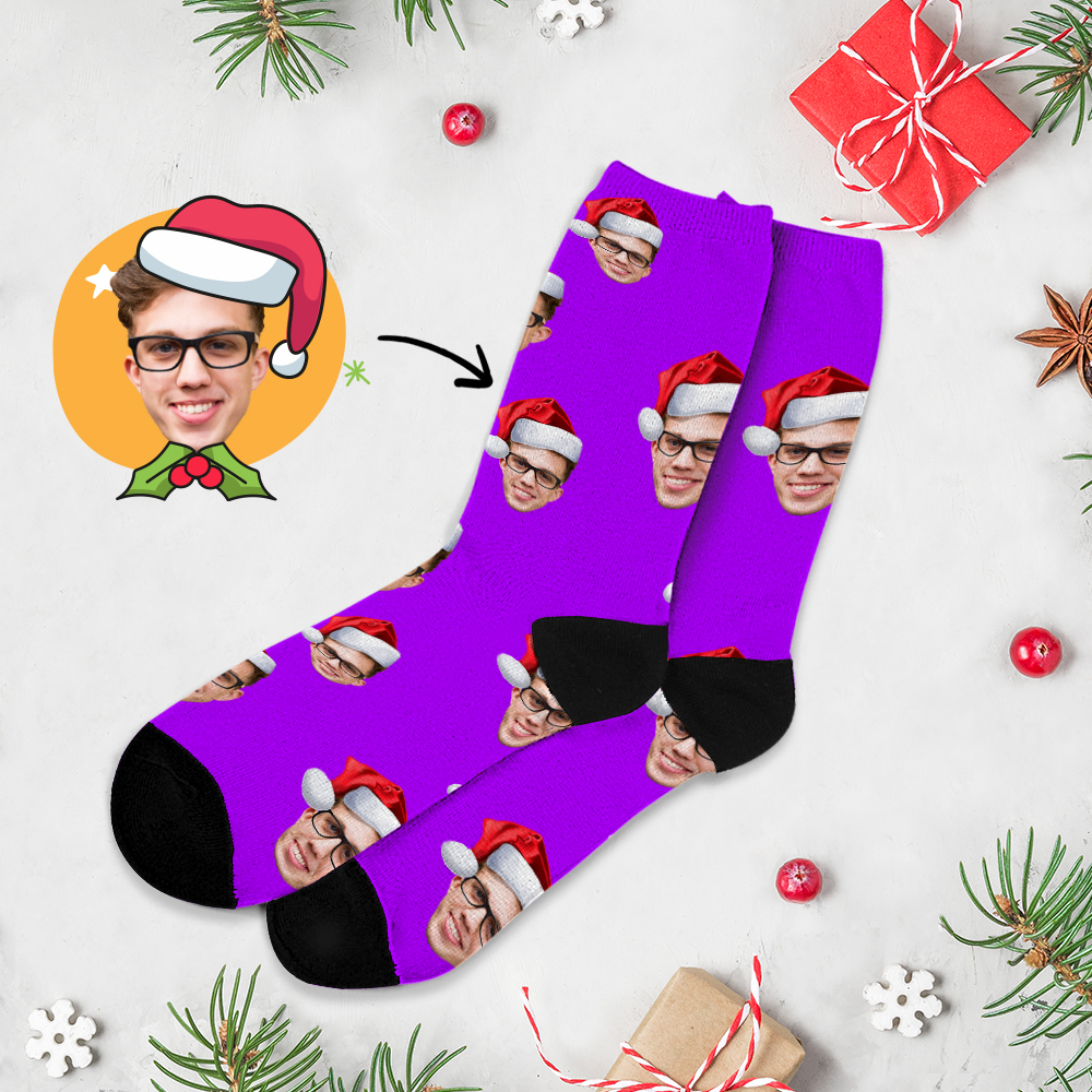 Calcetines Navideños, Calcetines Personalizados Con Foto Impresa De Cara Completa, Diseños Personalizados, La Mejor Idea De Regalo Para Navidad - miscalcetinescaramx
