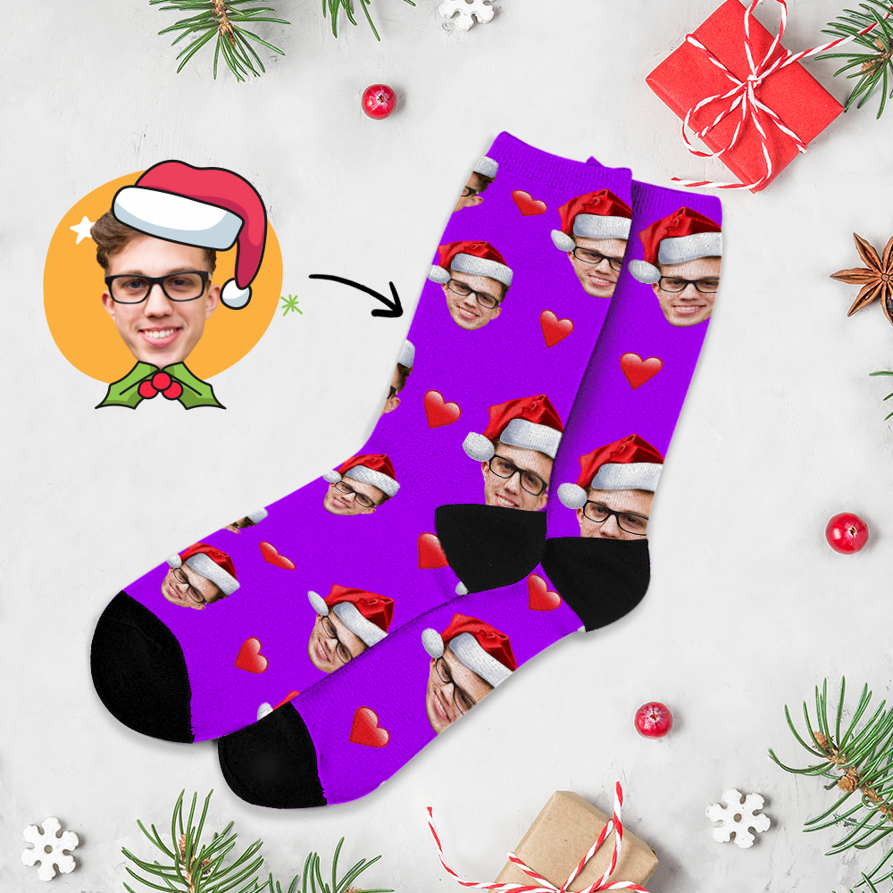 Calcetines Navideños, Calcetines Personalizados Con Foto Impresa De Cara Completa, Diseños Personalizados, La Mejor Idea De Regalo Para Navidad - miscalcetinescaramx