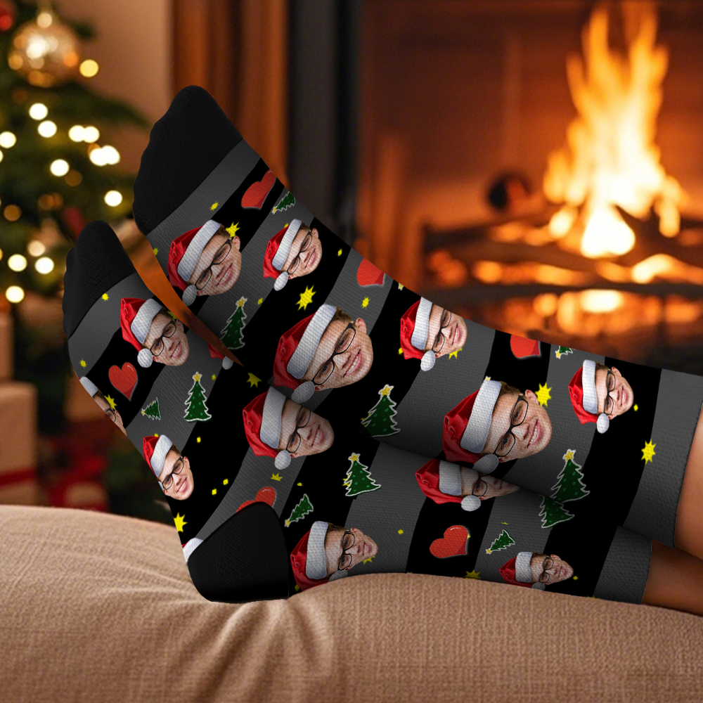 Calcetines Navideños, Calcetines Personalizados Con Foto Impresa De Cara Completa, Diseños Personalizados, La Mejor Idea De Regalo Para Navidad - miscalcetinescaramx