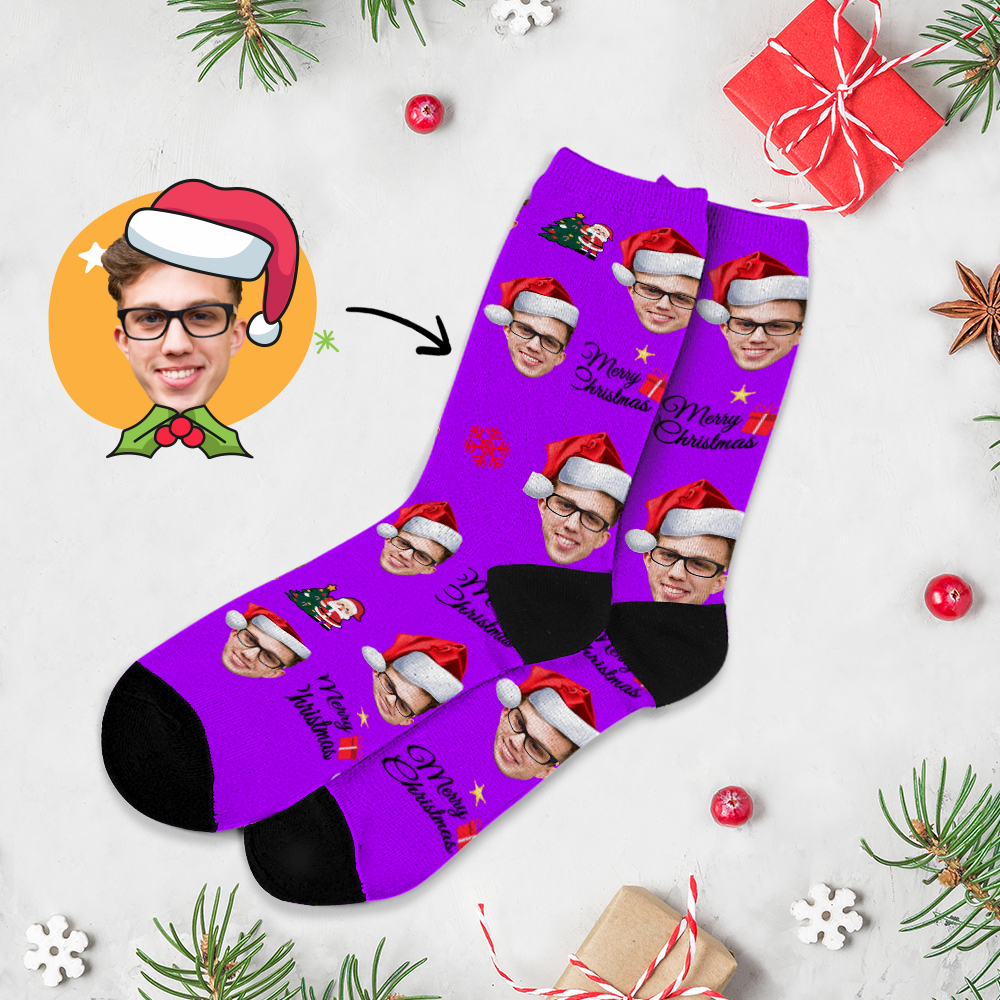 Calcetines Navideños, Calcetines Personalizados Con Foto Impresa De Cara Completa, Diseños Personalizados, La Mejor Idea De Regalo Para Navidad - miscalcetinescaramx
